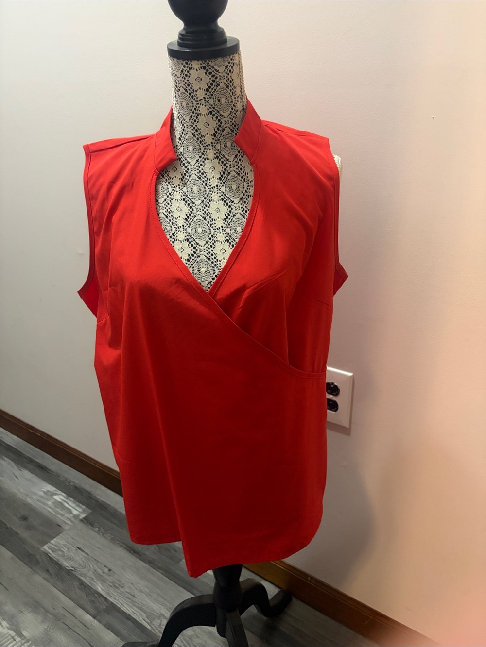 Sleeveless V-Neck Wrap Top in Red